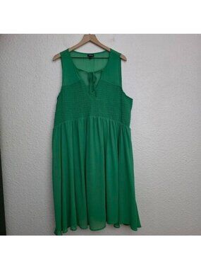 Torrid Green Chiffon Smock Front Tank Dress Women's Plus Size 3
